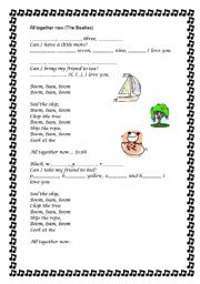 English Worksheet: all together now (song)