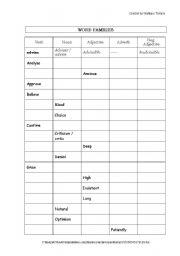 English Worksheet: Word Families