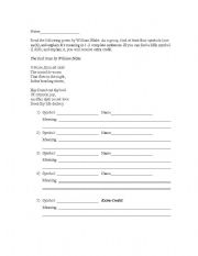 English Worksheet: Symbolism and William Blake