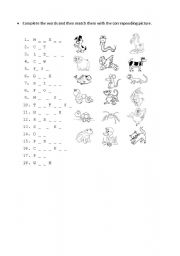 English Worksheet: PETS MATCHING