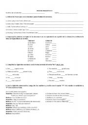 English Worksheet: Diagnostic Test - English - Level 1 Secondary School