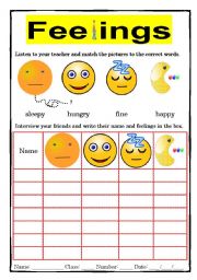 English Worksheet: Feelings