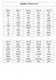 English Worksheet: Salisbury Word List