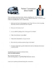 English worksheet: Partner conversation about Health