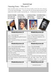 English Worksheet: Famous people  in the world --Gussing game 