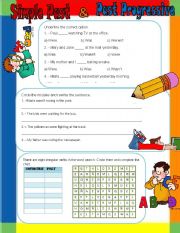 English Worksheet: Simple Past & Past Progressive Review (B&W version + Key)