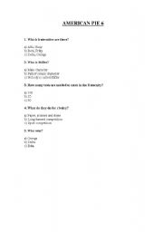 English worksheet: American Pie 6