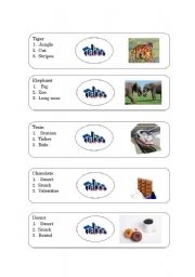 English Worksheet: Taboo Game Card Set 1