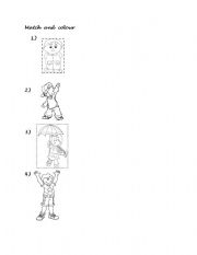 English Worksheet: match and colour