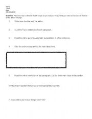 English Worksheet: Essay (self Evaluation) Worksheet 