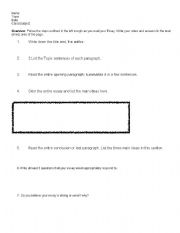 English worksheet: Essay (self Evaluation) Worksheet 