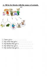 English worksheet: animals