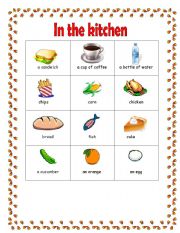 English Worksheet: In the Kitchen picture dictionary