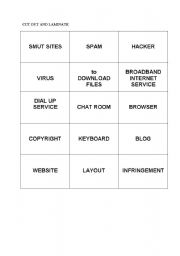 English Worksheet: Internet vocabulary  flashcardsds and vocabulary exercise