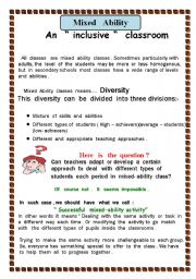 English Worksheet: Mixed - Ability classes