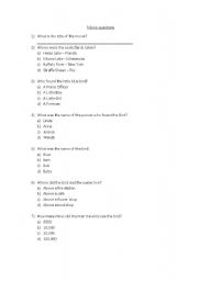 English Worksheet: Rio The Movie Questions (first 45 mins)