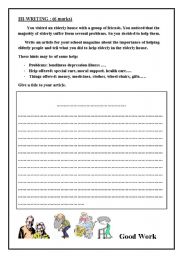 English Worksheet: writing about helping others