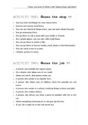 English Worksheet: Guess shops and jobs