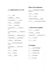 English Worksheet: Verb to be