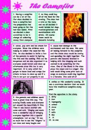 English Worksheet: The Campfire
