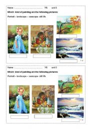 English Worksheet: types of paintings