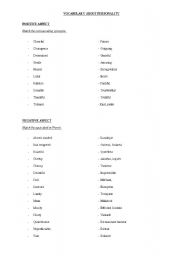 English Worksheet: matching game about parsonality (adjectives)