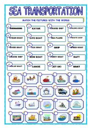 English Worksheet: SEA TRANSPORTATION/MATCHING