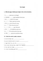 English Worksheet: past time