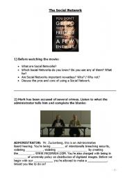 English Worksheet: The Social Network