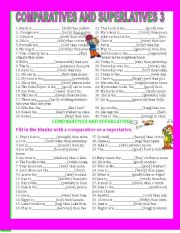 English Worksheet: COMPARATIVES AND SUPERLATIVES 3