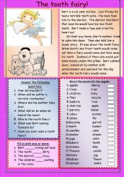 English Worksheet: the tooth fairy