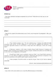 English Worksheet: Class about the Oil Company Shell (Students Copy)
