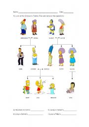 English Worksheet: The Simpsons Family Tree: to practice family members 