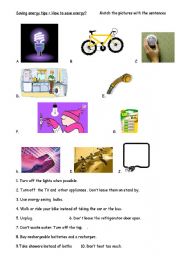 English Worksheet: Saving energy