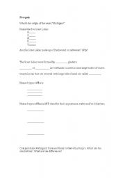 English Worksheet: Great Lakes Quiz