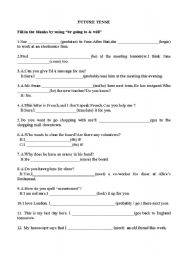 English Worksheet: Simple Future Tense