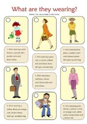 English Worksheet: WHAT ARE THEY WEARING?