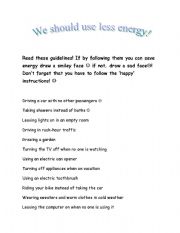 English worksheet: We should use less energy