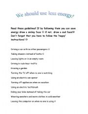 English Worksheet: We should use less energy