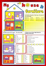 English Worksheet: My house & furniture