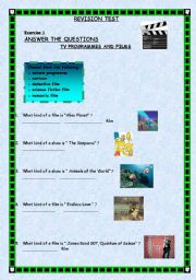 English Worksheet: TV PROGRAMMES AND FILMS