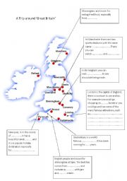 English Worksheet: a trip around great britain