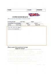 English Worksheet: United Kingdom Quiz