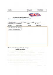 English worksheet: United Kingdom Quiz