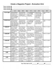 English Worksheet: Create a Magazine Project - Evaluation Grid