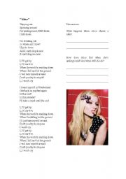 English worksheet: lyrics : Alice  