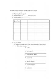 English worksheet: Favorite sports, how often...