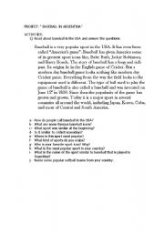 English worksheet: baseball in the usa and in argentina