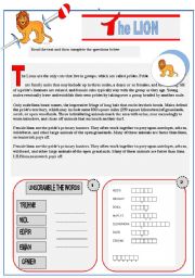 English Worksheet: READING COMPREHENSION AND EXERCISES