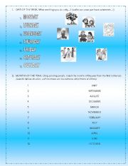 English Worksheet: Days of the week/months/numbers/Weather